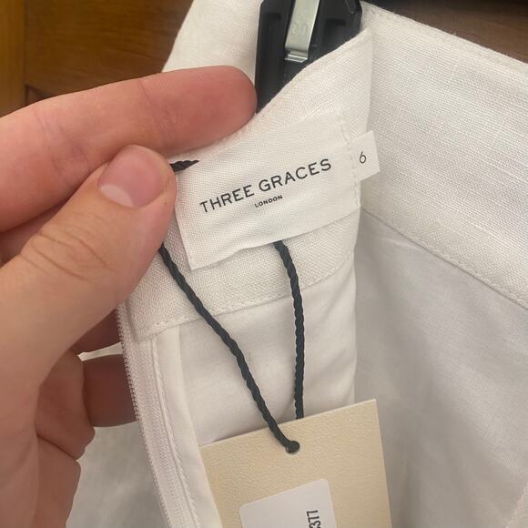 Three Graces Women's Linen Shorts White size 6 UMA European Linen White $377 NWT - Picture 5 of 14